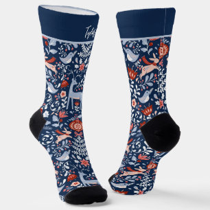 Chaussette Motif de cerfs scandinaves de Noël personnalisé