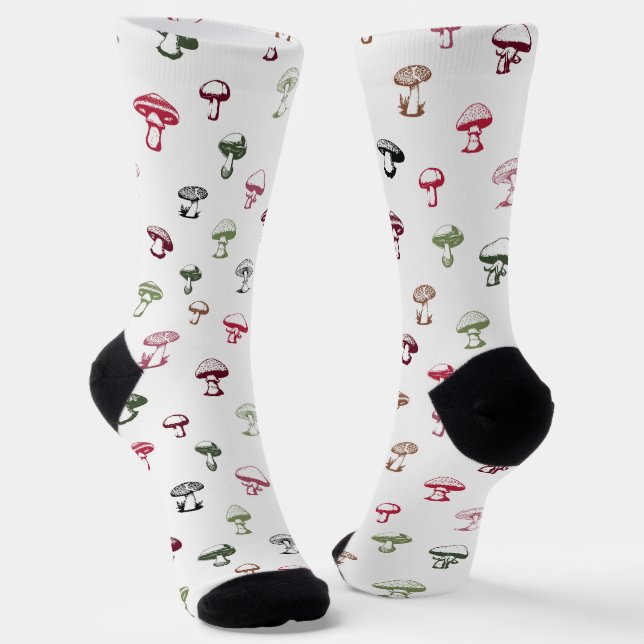 Chaussette Motif de champignons colorés (Angulaire)