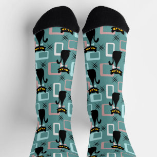 Chaussette Motif de chat noir du milieu du siècle