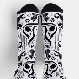 Chaussette Motif de chat noir et blanc