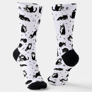 Chaussette Motif de chat noir et blanc drôle pour les amateur