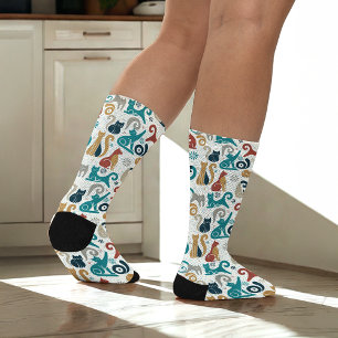 Chaussette Motif de chats géométriques Abstrait