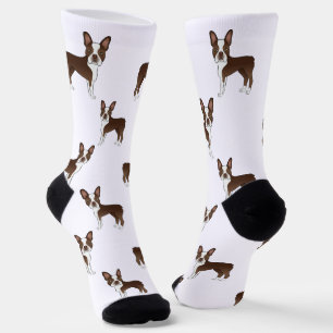 Chaussette Motif de chien de dessin animé Boston Terrier marr