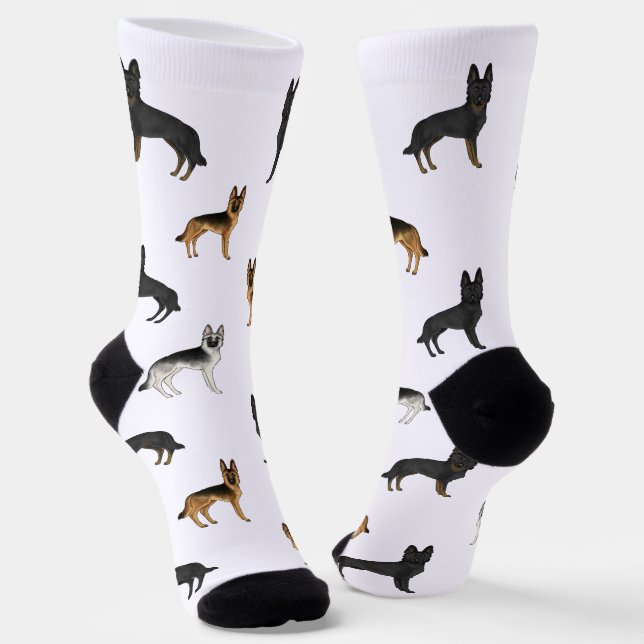 Chaussette Motif de chiens de caricature bergère allemande (Angulaire)