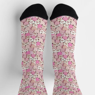 Chaussette Motif de cœur romantique XO pour la Saint-Valentin