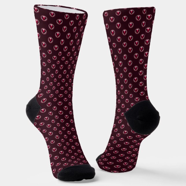 Chaussette Motif de coeur rouge rose (Angulaire)