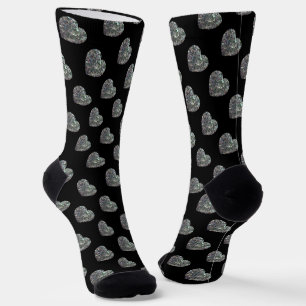 Chaussette Motif de cœurs en mosaique argentée scintillante