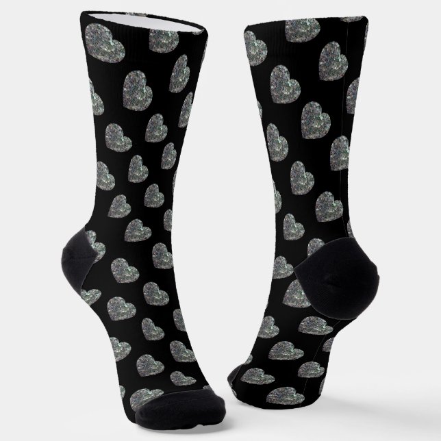 Chaussette Motif de cœurs en mosaique argentée scintillante (Angulaire)