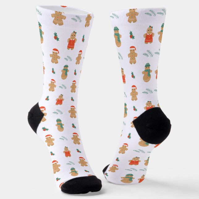 Chaussette Motif de cookies de pain d'épices (Angulaire)