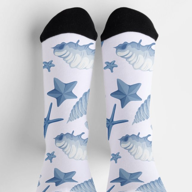 Chaussette Motif de coquillages bleus (Haut)
