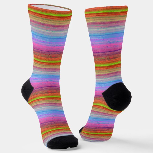 Chaussette Motif de couleurs de néon rétro (Angulaire)