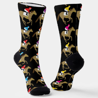 Chaussette Motif de courses de chevaux Derby Jockeys