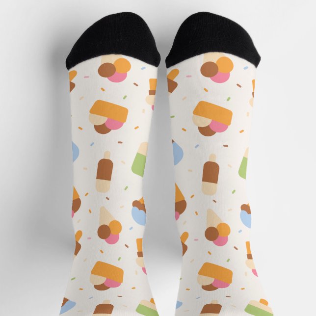 Chaussette Motif de crème glacée, cône de crème glacée, Popsi (Haut)