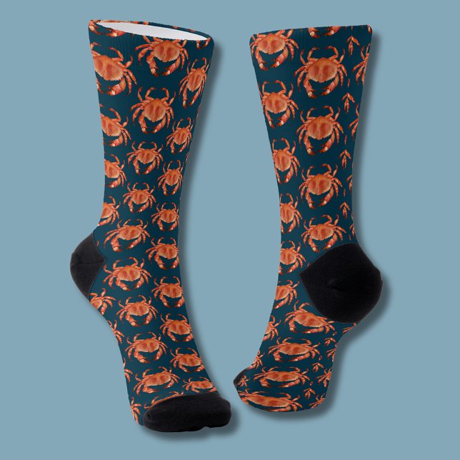 Chaussette Motif de crustacés de crabe (Brown crab coastal crustacean socks)
