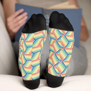 Chaussette Motif de cube arc-en-ciel coloré moderne