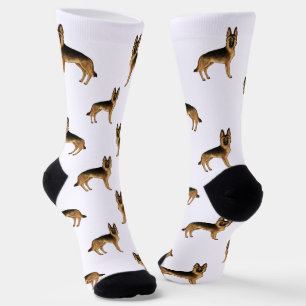 Chaussette Motif De Dessin De Berger Allemand Noir Et Tan