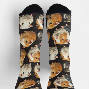 Chaussette Motif de dessin de marteau de porc de Guinée noir