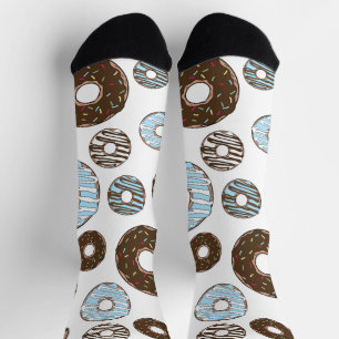 Chaussette Motif De Donuts, Donuts Bleus, Donuts Brown