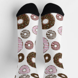 Chaussette Motif De Donuts, Donuts Roses, Donuts Brown