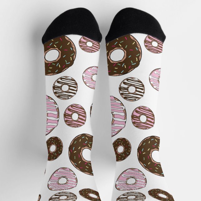 Chaussette Motif De Donuts, Donuts Roses, Donuts Brown (Haut)