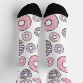 Chaussette Motif De Donuts, Donuts Roses, Donuts Violets
