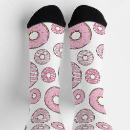 Chaussette Motif De Donuts, Donuts Roses, Saupoudrages