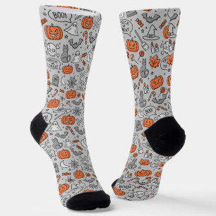 Chaussette Motif de doodle pour les enfants mignons Halloween