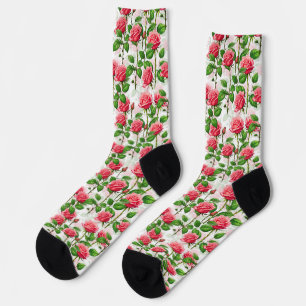 Chaussette Motif de feuillage floral rose