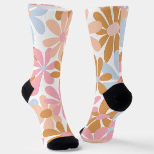 Chaussette Motif de fleur de marguerite pastel rétro