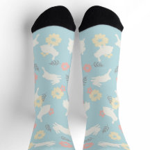 Motif de fleurs de lapins mignons
