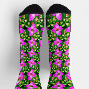 Chaussette Motif de fleurs tropicales roses