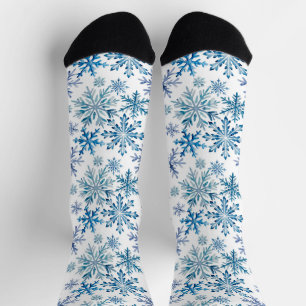 Chaussette Motif de flocons de neige à l'aquarelle