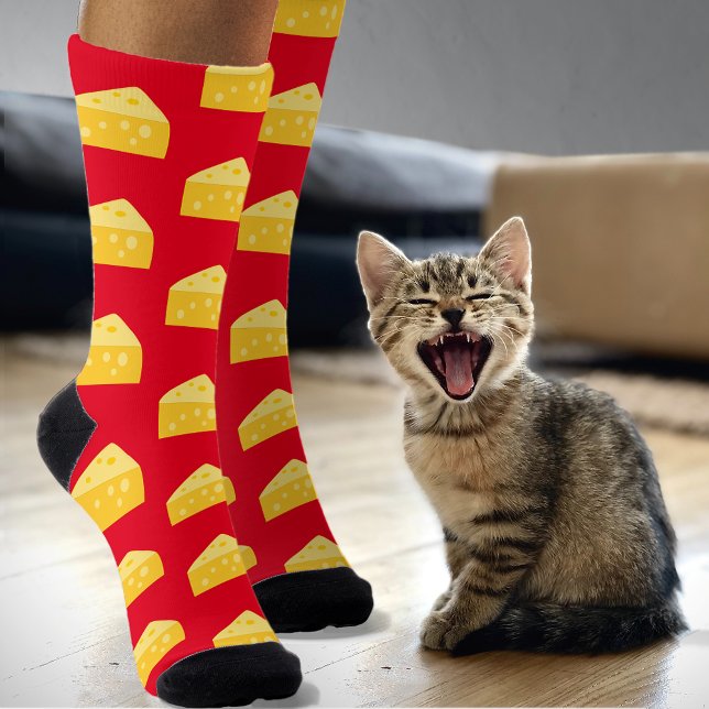 Chaussette Motif de fromage puant - Nourriture amusante sur l (Créateur téléchargé)