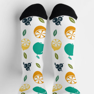 Chaussette Motif de fruits, Plum, Orange, Citron, Poire, Pomm