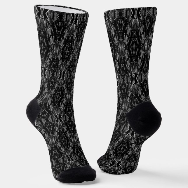 Chaussette Motif de géométrie abstraite gris noir (Angulaire)