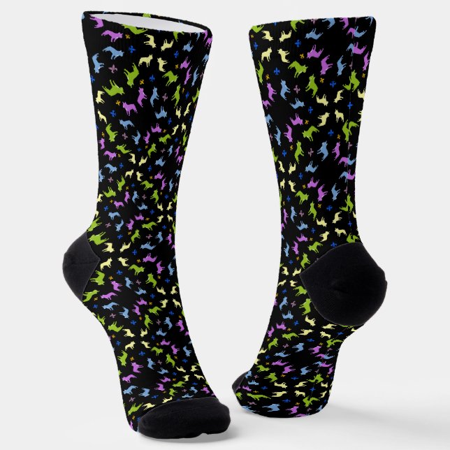 Chaussette Motif de grille linéaire Bouledogue français Chaus (Angulaire)