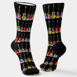Chaussette Motif de guitares colorées
