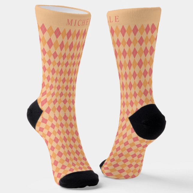 Chaussette Motif de Jacquard couleur rose  (Angulaire)