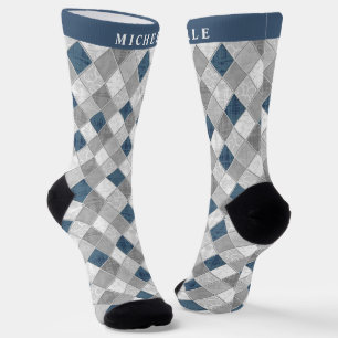 Chaussette Motif de Jacquard en marbre gris foncé sur mesure