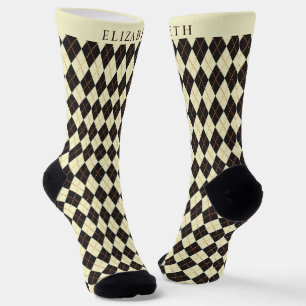 Chaussette Motif de Jacquard jaune pâle personnalisé
