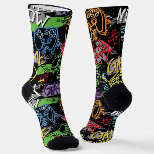 Chaussette Motif de jeu graffiti néon