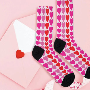 Chaussette Motif de la Saint-Valentin Cœurs Rose Fuchsia Roug