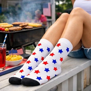 Chaussette Motif de lancer d'étoile rouge et bleu patriotique
