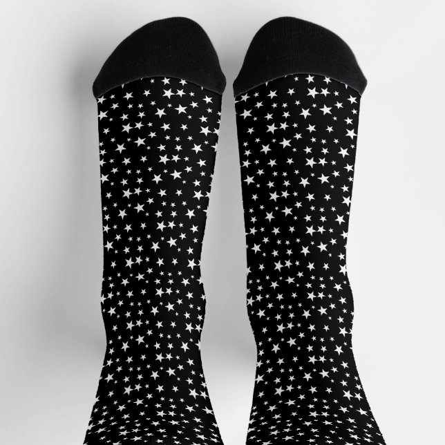 Chaussette Motif de l'étoile blanche sur Chaussettes noires (Haut)