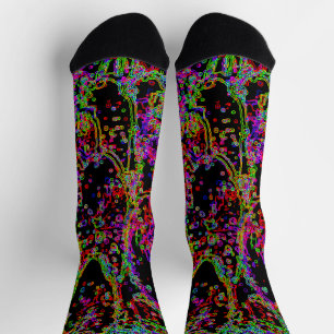 Chaussette Motif de ligne courbe multicolore Neon