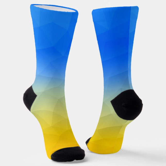Chaussette Motif de maillage géométrique bleu jaune Ukraine (Angulaire)