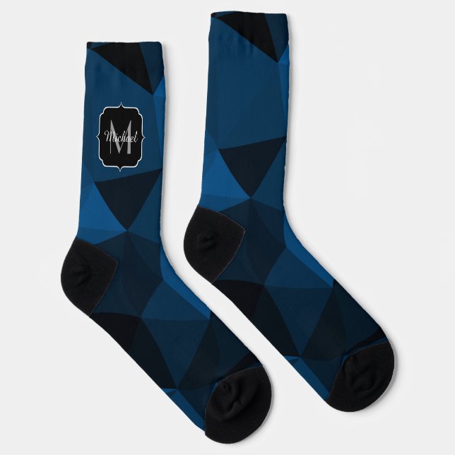 Chaussette Motif de maillage géométrique noir bleu foncé (Droite)