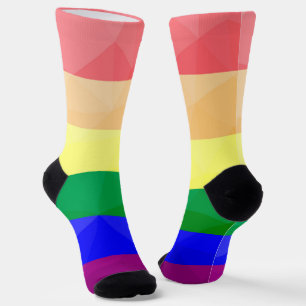 Chaussette Motif de maille géométrique aux lignes arc-en-ciel