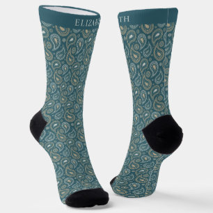 Chaussette Motif de marguerite Turquoise foncé personnalisé