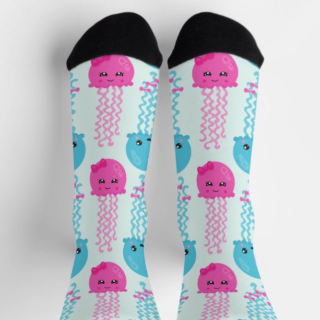 Chaussette Motif de méduses, Mignonne méduse, Sea Animaux (Haut)